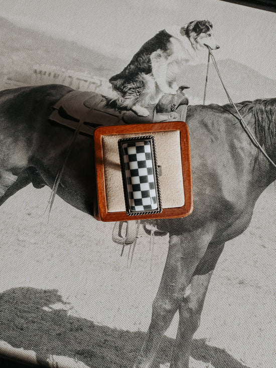 Midnight Checkered Statement Ring