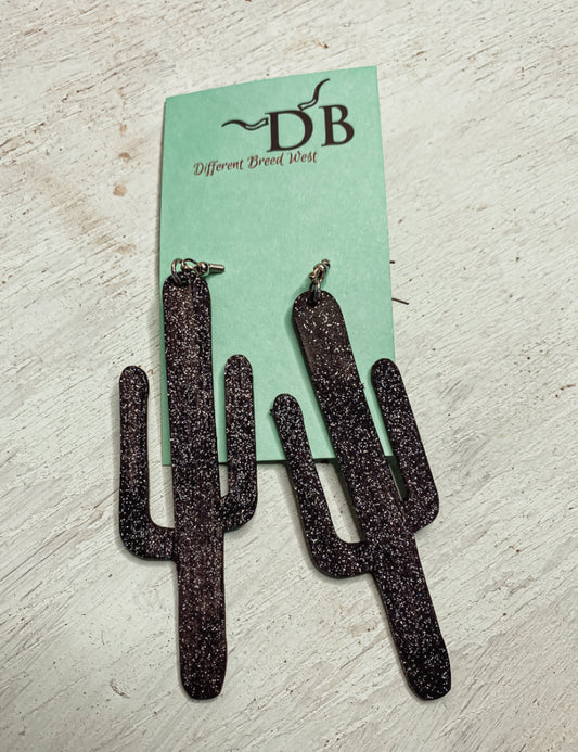 Black Cactus Earrings 